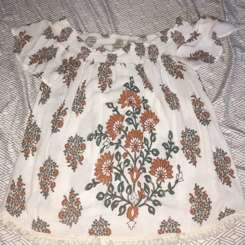 Flowered off the shoulder shirt